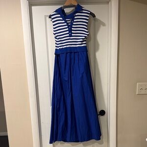 Anthropologie Blue and White Striped Dress